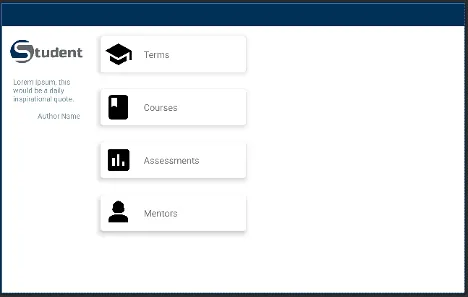 Landscape tablet mockup of the Student Tracker home screen