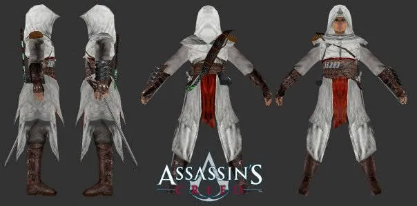 Front, back and side turnaround views of the Altaïr player model